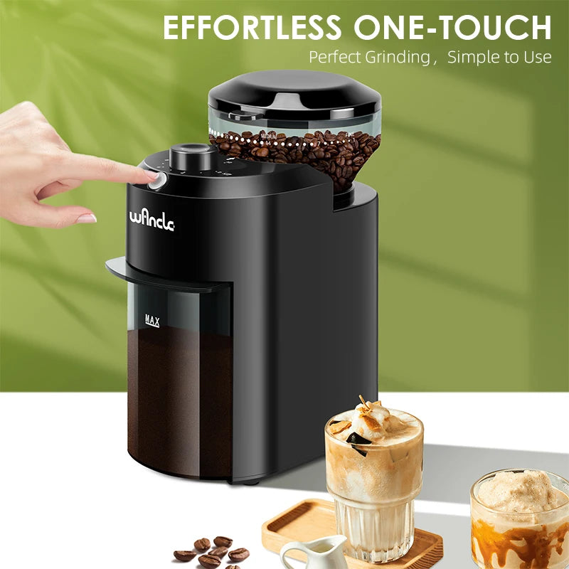 Wancle Electric Burr Coffee Grinder - Adjustable Conical Mill with 28 Grind Settings (220V/120V)