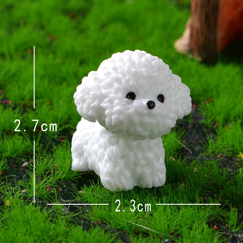 Mini Bichon Frise Dog Figurine: Cute Ornament for Fairy Garden and Home Decor