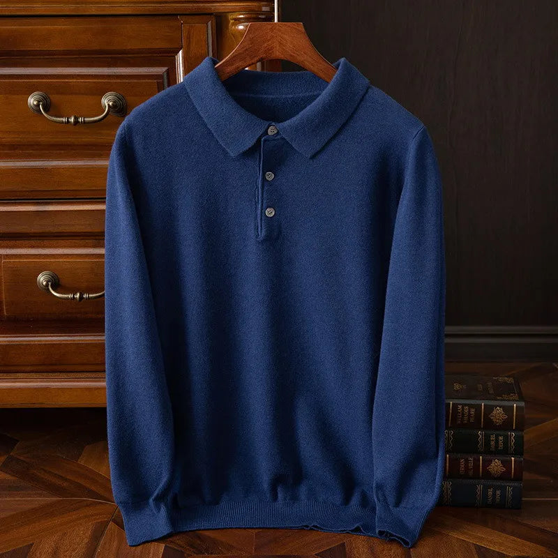 Soft Cashmere Sweater Men&#39;s Clothing Tops Autumn Winter Male Business Casual Polo Collar Knitted Pullover Spring