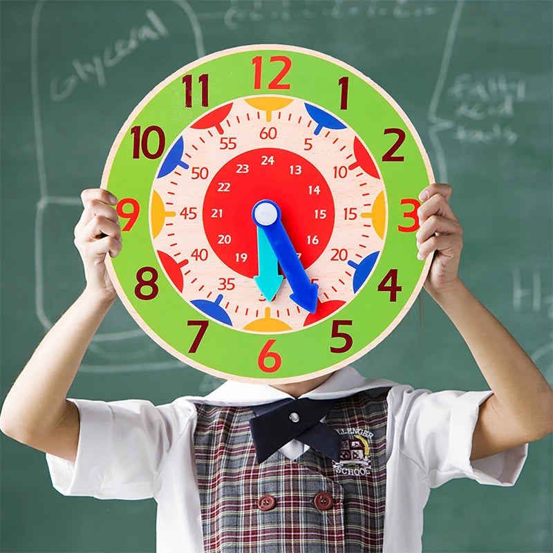 Montessori Wooden Clock: Educational Time-Learning Toy for Kids