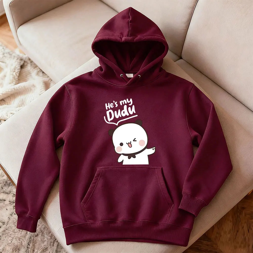 Bubu Dudu Bear Matching Couple Hoodies for Men and Women, Cute His and Hers Pullover Sweatshirts, Casual Fall Winter Outfit