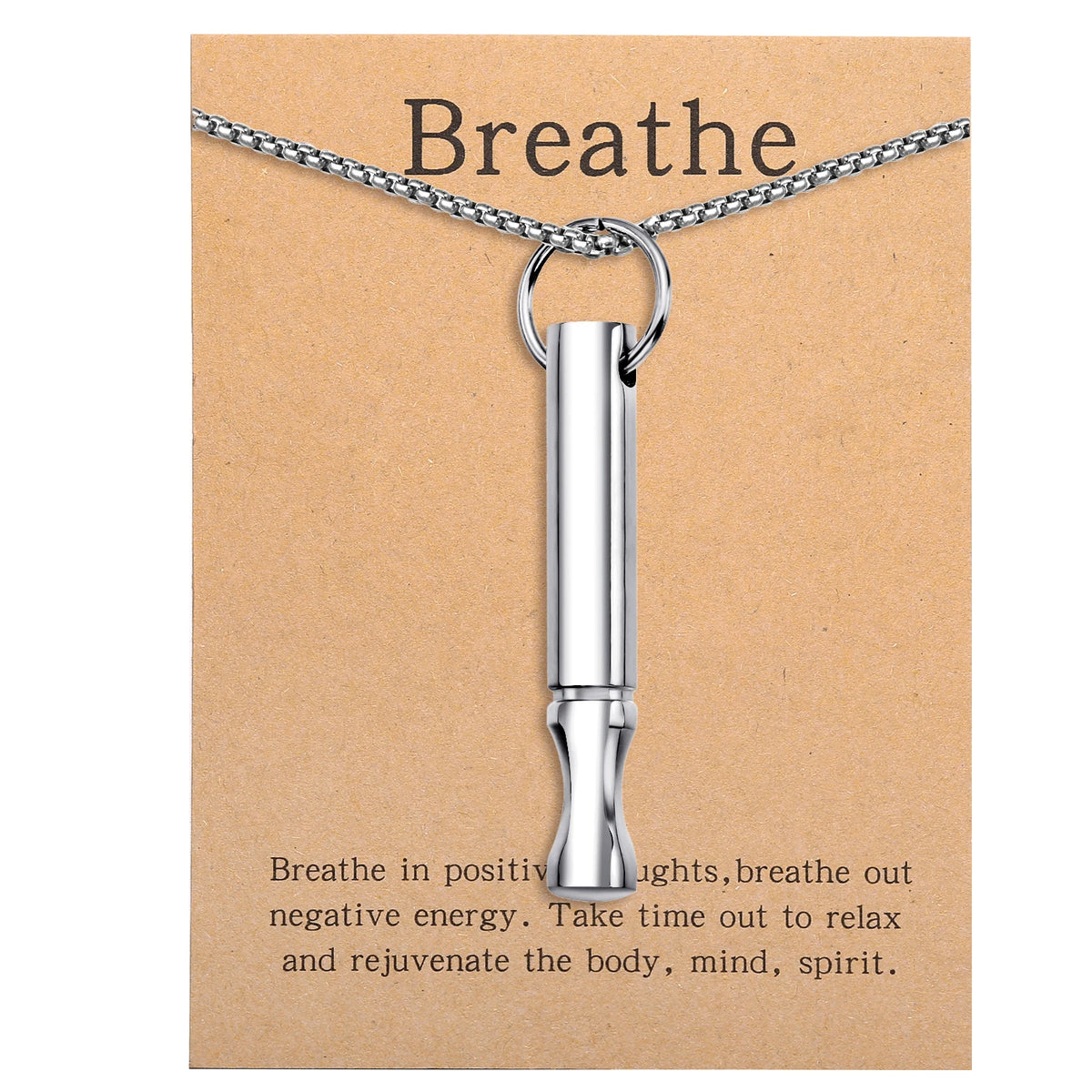 Mindfulness Breathing Necklace – Stainless Steel Stress Relief Pendant for Women and Men, Ideal for Anxiety Management