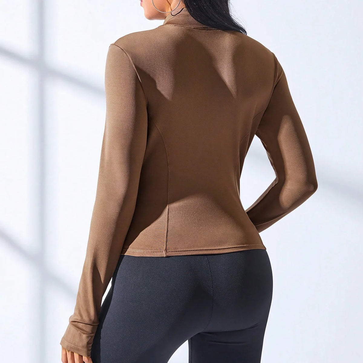 Women&#39;s Slim Fit Workout Jacket: Long Sleeve Zipper Tracksuit Top for Yoga &amp; Running