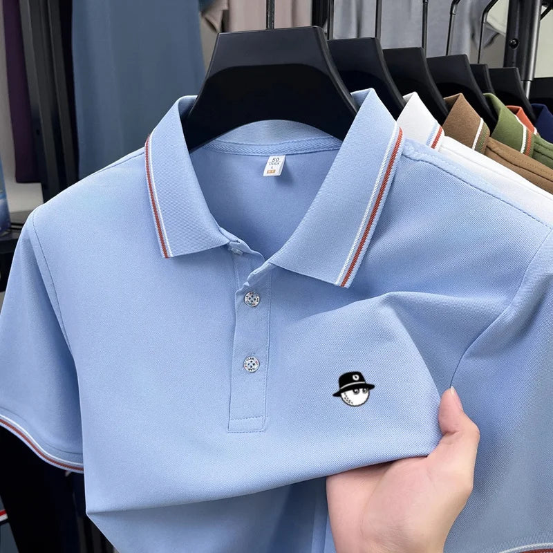 Men's Luxury Printed Polo Shirt, Breathable Short Sleeve Business Casual Tee, Premium Summer Fashion Top