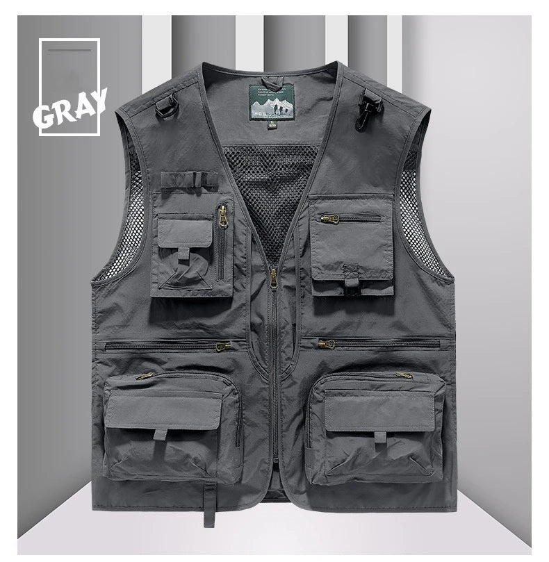 FGKKS 2023 Outdoor Leisure Vest Men&#39;s New Multi-Pocket Breathable Outdoor Sports Coat High-Quality Design Leisure Vest Men