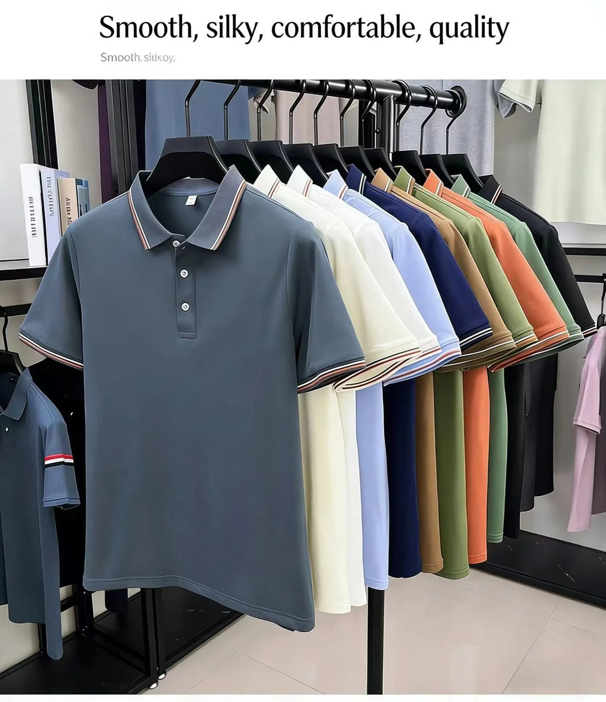 Men's Luxury Printed Polo Shirt, Breathable Short Sleeve Business Casual Tee, Premium Summer Fashion Top