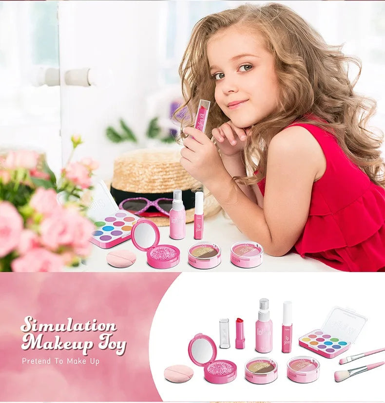 Princess Pretend Makeup Set for Girls, Toy Nail Polish, Lipstick and Eyeshadow, Fun Dress-Up Roleplay Gift