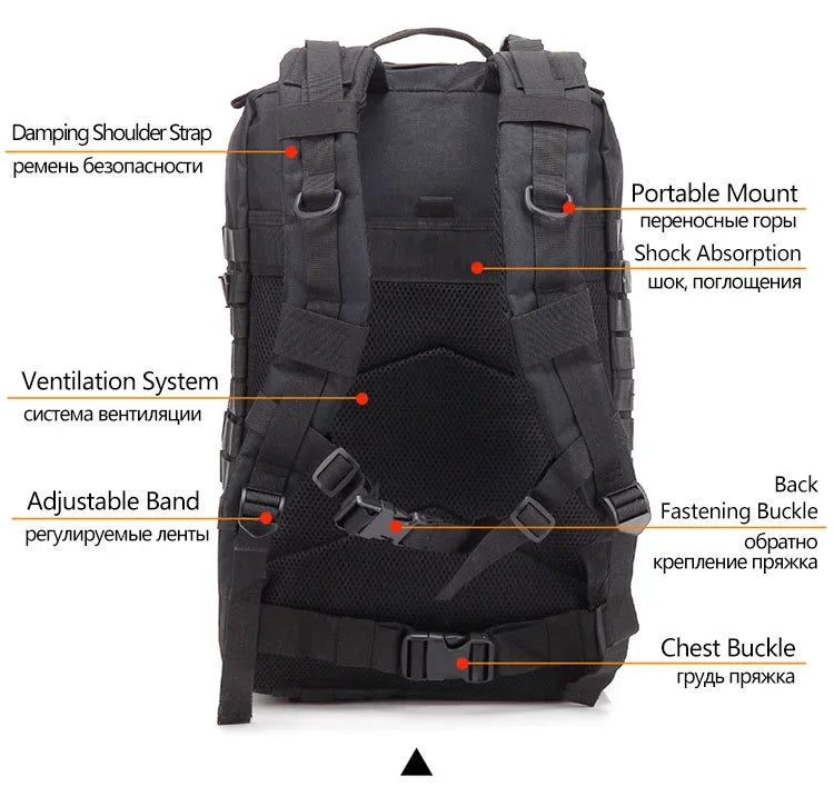 Reliable 30/45L Tactical Backpack for Travel, Hiking, and Outdoor Survival