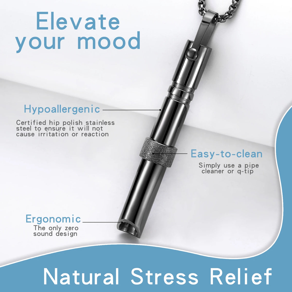 Mindfulness Breathing Necklace – Stainless Steel Stress Relief Pendant for Women and Men, Ideal for Anxiety Management