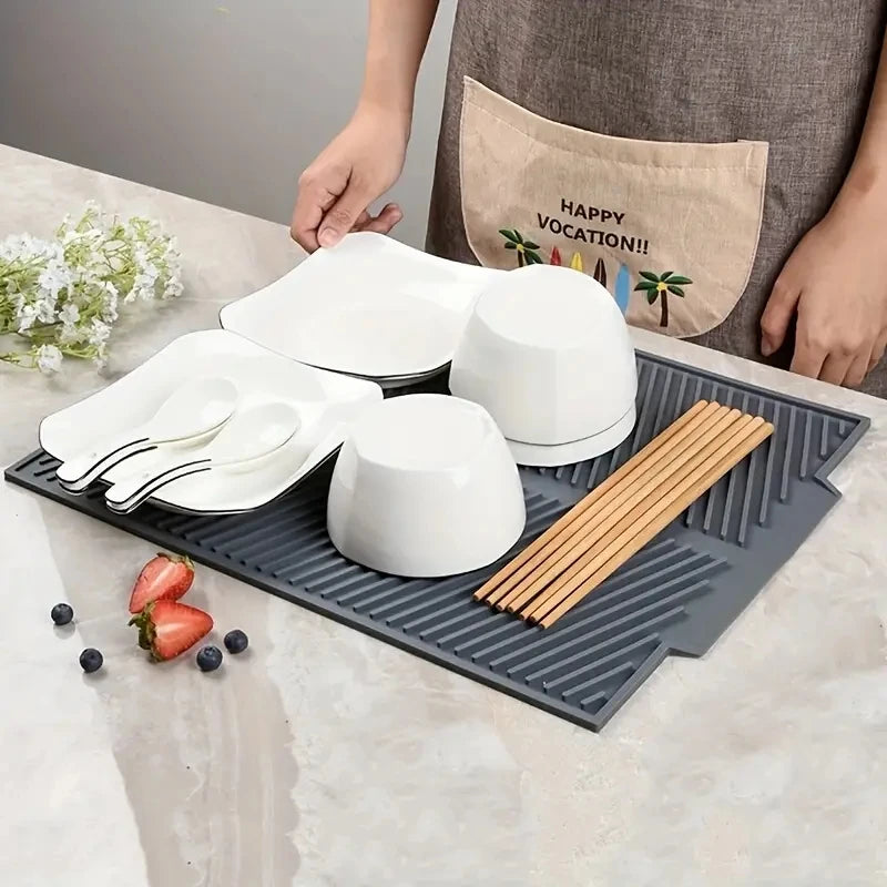 Silicone Draining Board Mat: Eco-Friendly Folding Dish Drying Mat, Large Drain Pad, and Heat-Resistant Drainer for Pots