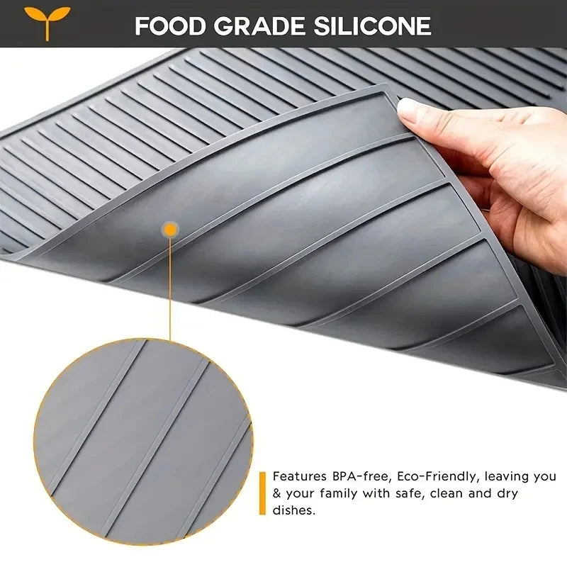 Silicone Draining Board Mat: Eco-Friendly Folding Dish Drying Mat, Large Drain Pad, and Heat-Resistant Drainer for Pots