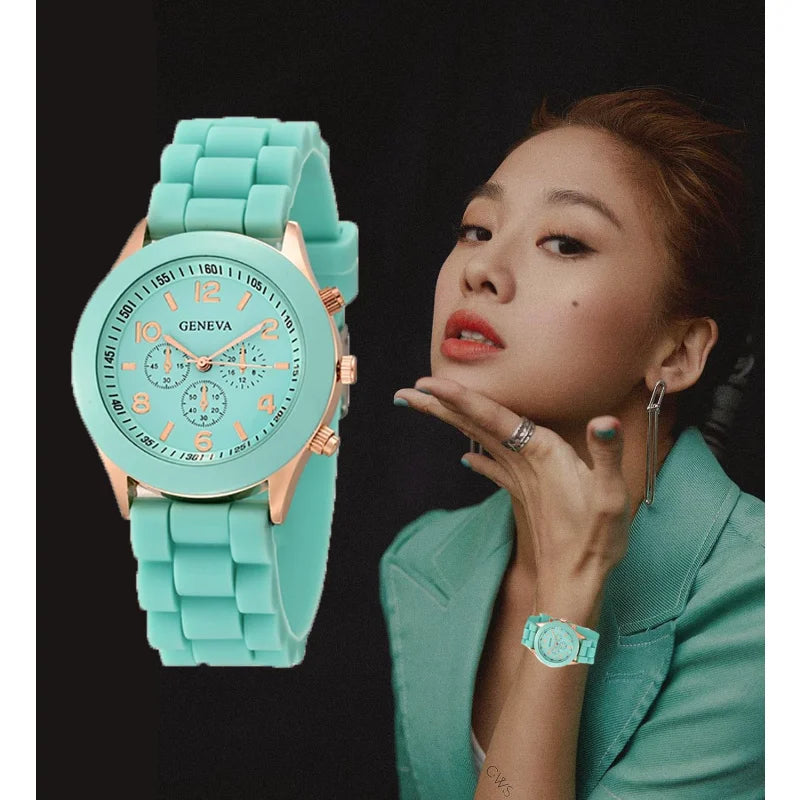 Women’s Fashion Luxury Watch – Silicone Strap Quartz Wrist Watch for Females