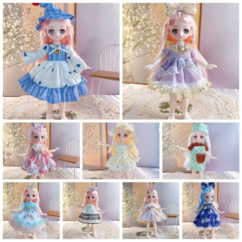 23cm BJD Doll with 3D Eyes and Movable Joints, DIY Dress-Up Doll with Clothes, Birthday Gift for Girls