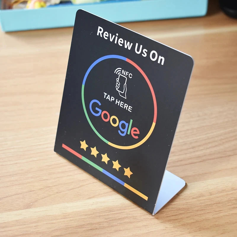 13.56MHz Programmable NFC Google Review Card – Table Display Stand with Bending Bracket