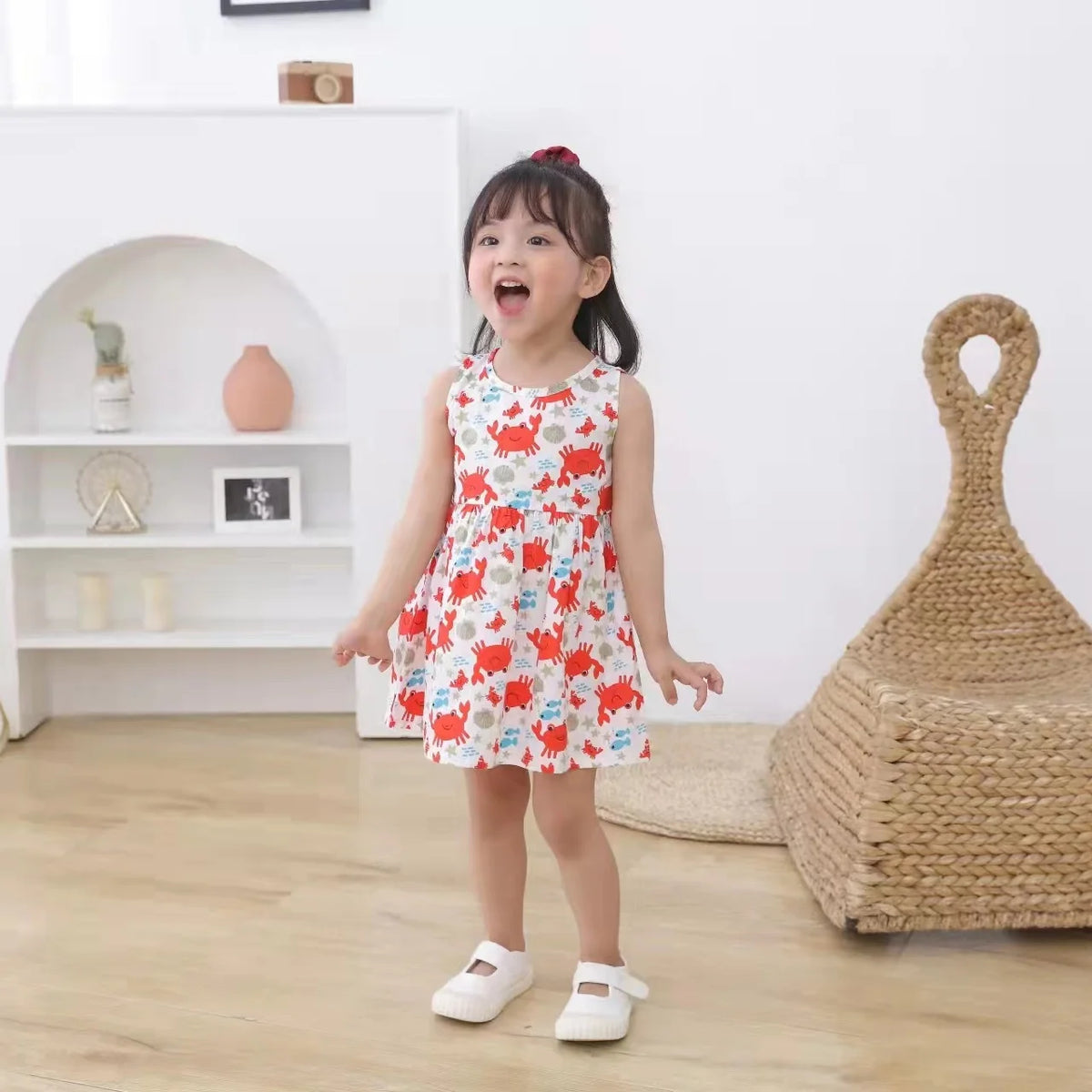 Cotton Summer Dress for Girls – Sleeveless Floral Princess Party Outfit, Perfect Kids Clothing