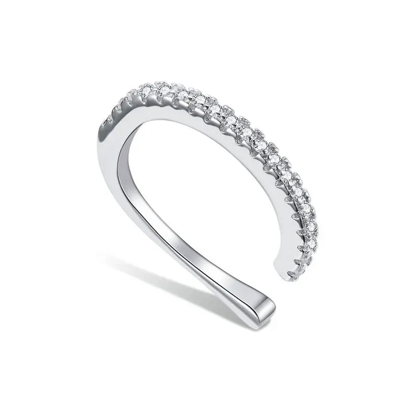 Silver CZ Ear Cuff for Women and Girls, Platinum-Plated Non-Piercing Clip Earring, Elegant Wedding Party Jewelry