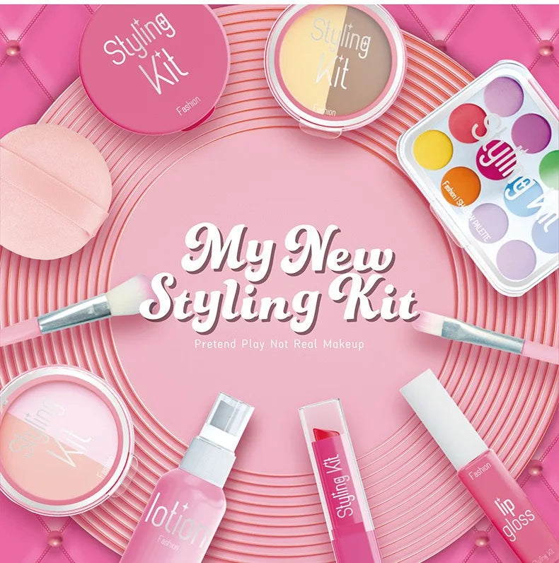 Princess Pretend Makeup Set for Girls, Toy Nail Polish, Lipstick and Eyeshadow, Fun Dress-Up Roleplay Gift