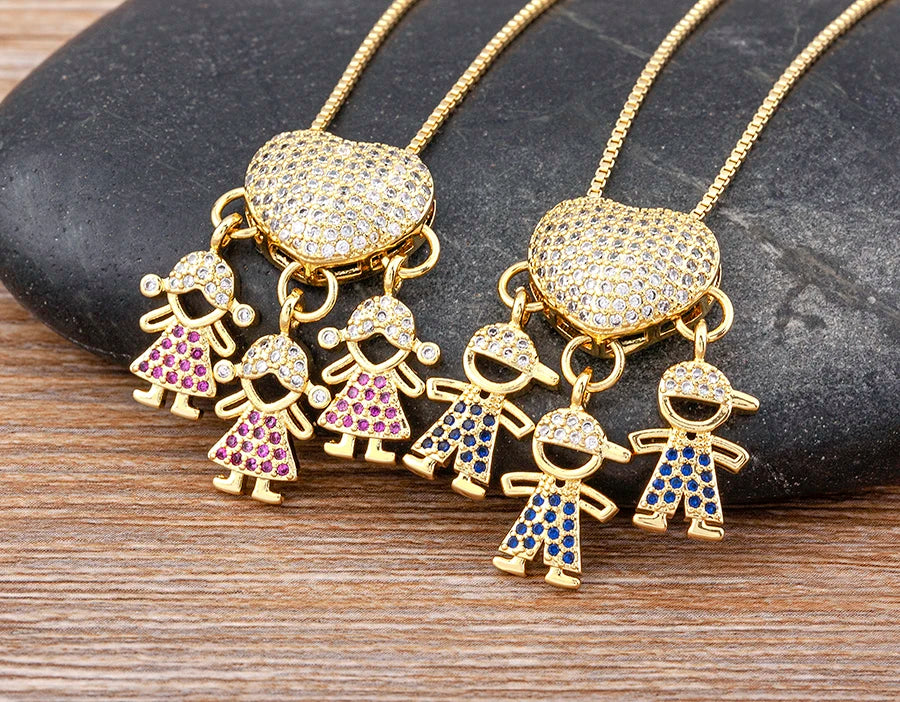 Nidin Luxury Crystal Zircon Heart Pendant Necklace for Girls and Boys, Romantic Inlaid Design Fashion