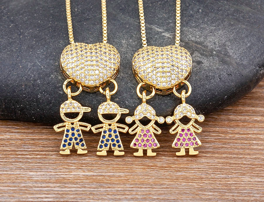 Nidin Luxury Crystal Zircon Heart Pendant Necklace for Girls and Boys, Romantic Inlaid Design Fashion