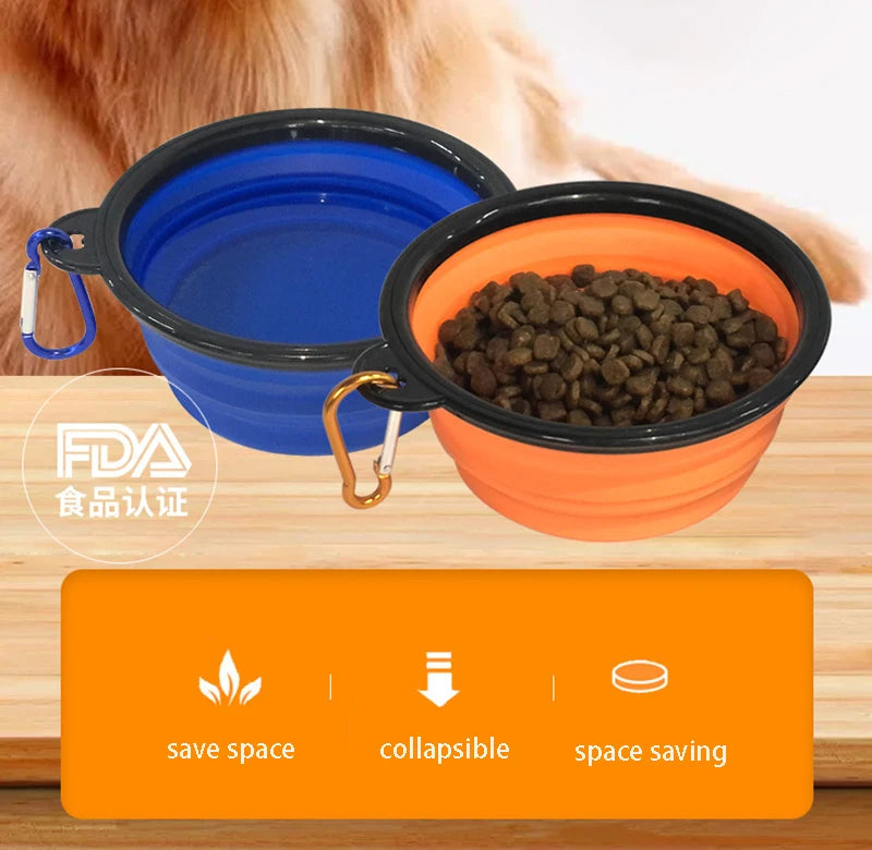 Large Collapsible Silicone Dog Bowl: Portable 350/1000ml Feeder Dish for Outdoor Travel