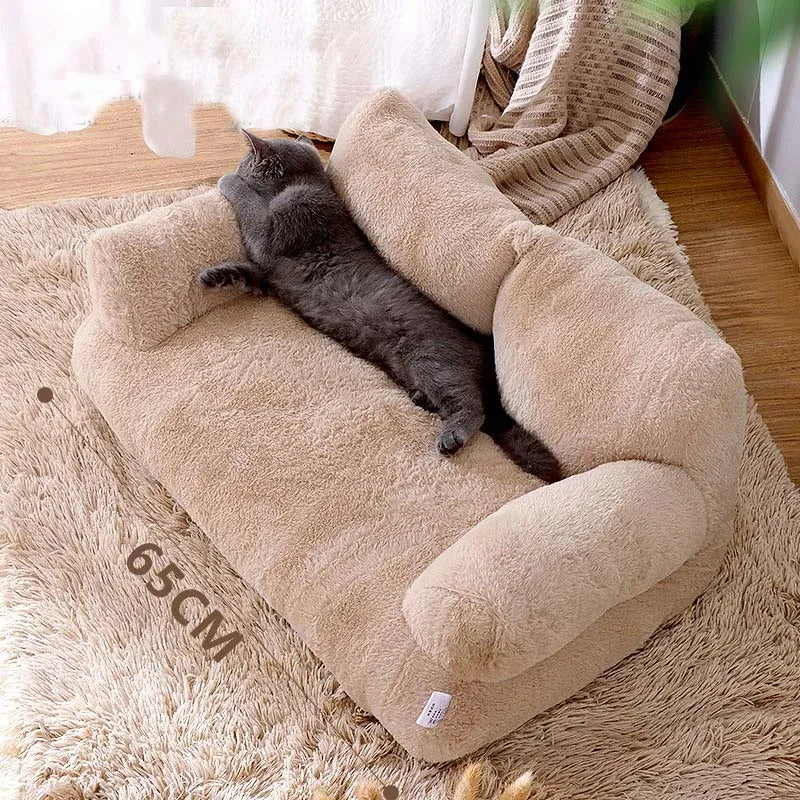 Luxury Plush Cat Bed Sofa: Cozy Winter Nest for Small to Medium Dogs and Cats