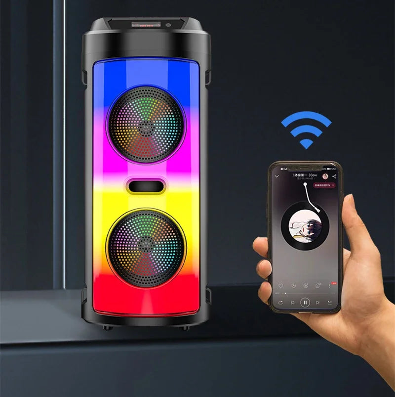 30W Wireless Column Bluetooth Speaker - Portable Subwoofer for Parties with Microphone