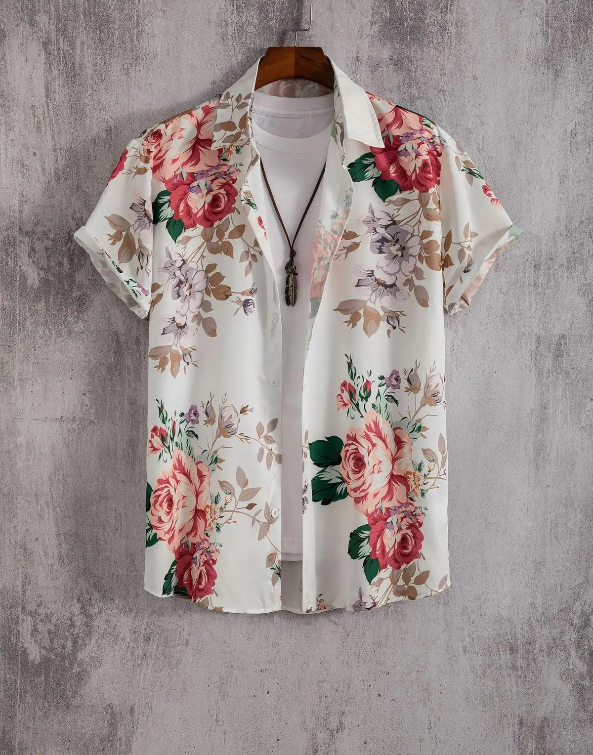 Men's Hawaiian Floral Print Shirt, Casual Short Sleeve Button-Up, Lightweight Beach Holiday Summer Wear