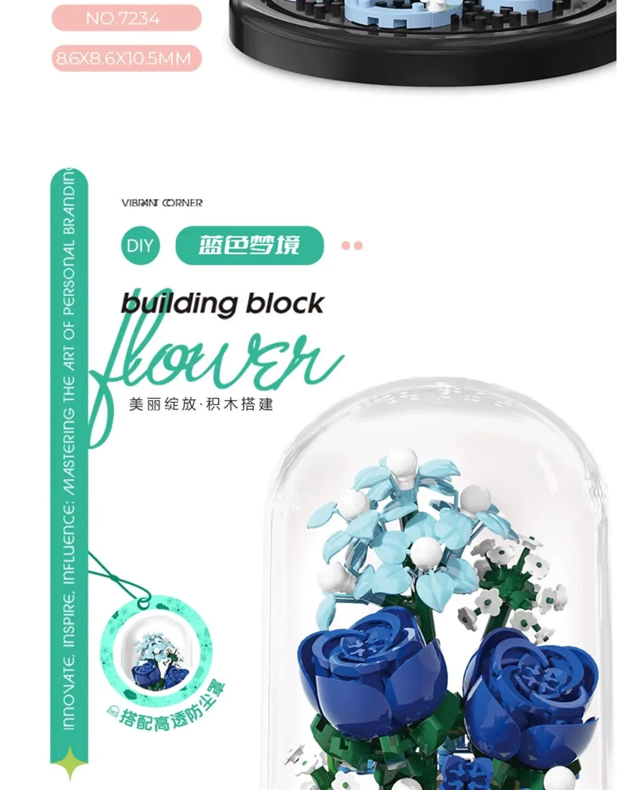 Flower Bouquet Bonsai Building Blocks – Artificial Plastic Plant with Dust Cover