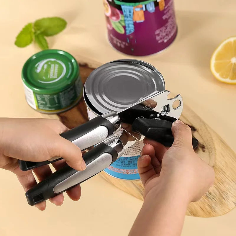 Stainless Steel Can Opener: Multifunctional Grip Tool for Side Cutting Tins and Bottles – Essential Kitchen Gadget