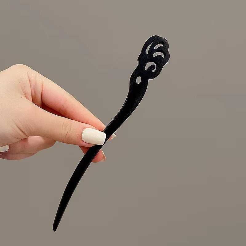 Simple Black Wood Hairpin – Elegant Hair Accessory for Women, Perfect for Everyday or Special Occasions