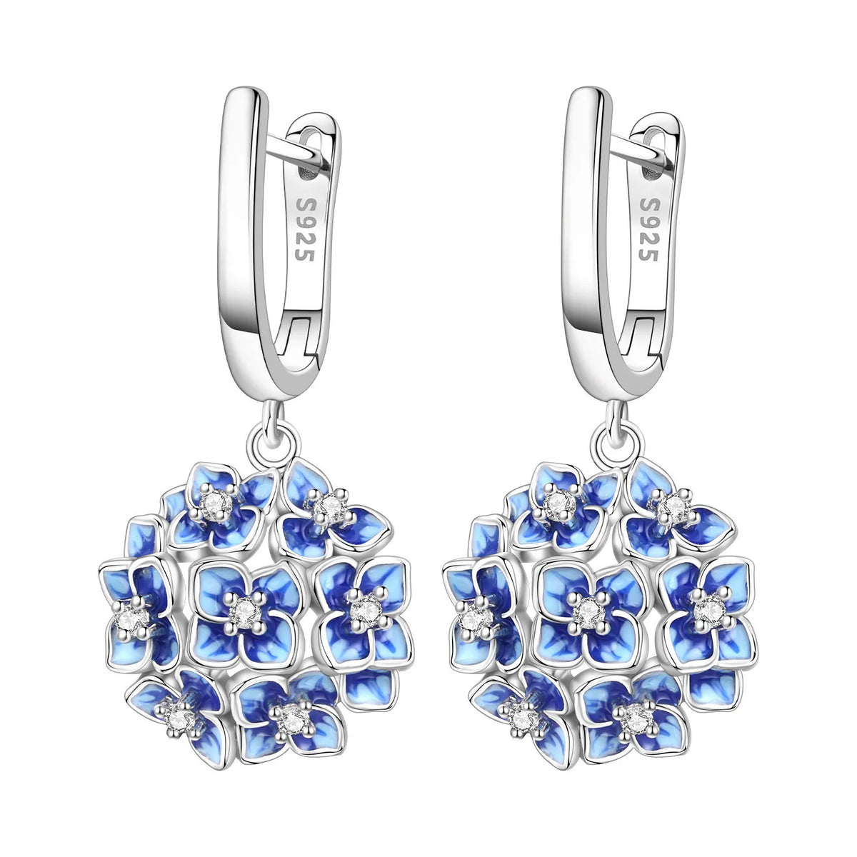 Original 925 Sterling Silver Pink Paw Print Earrings with Zircon, Heart Flower and Leaf Design, Elegant Women's Party Jewelry Gift