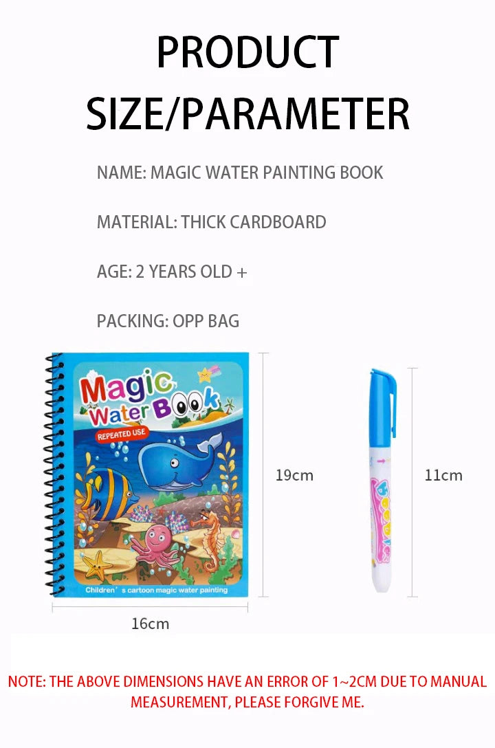 Children Early Education Toys Magical Book with Pen Water Drawing Montessori Toys Gift Reusable Coloring Book Magic Drawing Book