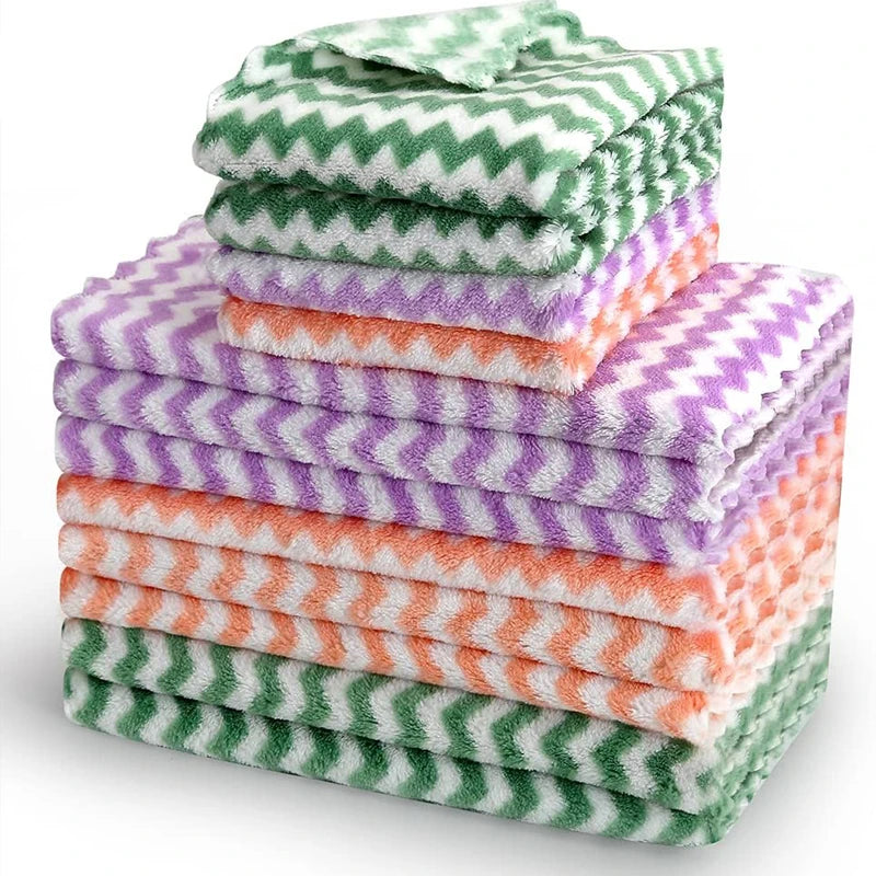 Double-Sided Fleece Dishcloths: Super Absorbent Cleaning Cloths and Scouring Pads for Kitchen Washing, Dish Rags, and Glass Windows