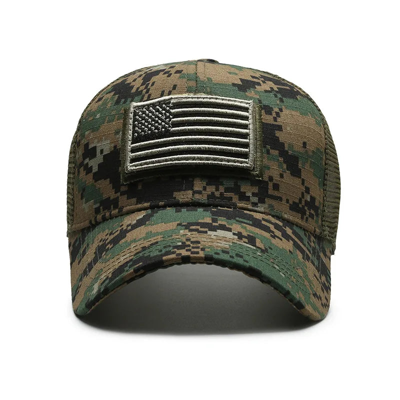 Men&#39;s American Flag Camouflage Baseball Cap – Breathable Tactical Outdoor Hat, Adjustable and Stylish Casquette