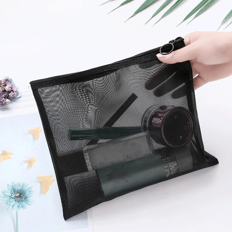 Mesh Cosmetic Travel Bag - Portable Makeup Organizer for Women