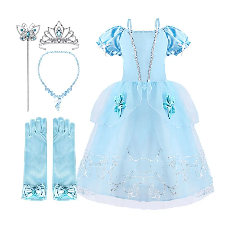 Rapunzel Dress for Girls – Cinderella Belle Dress-Up Fantasy Costume for Birthday Parties and Halloween