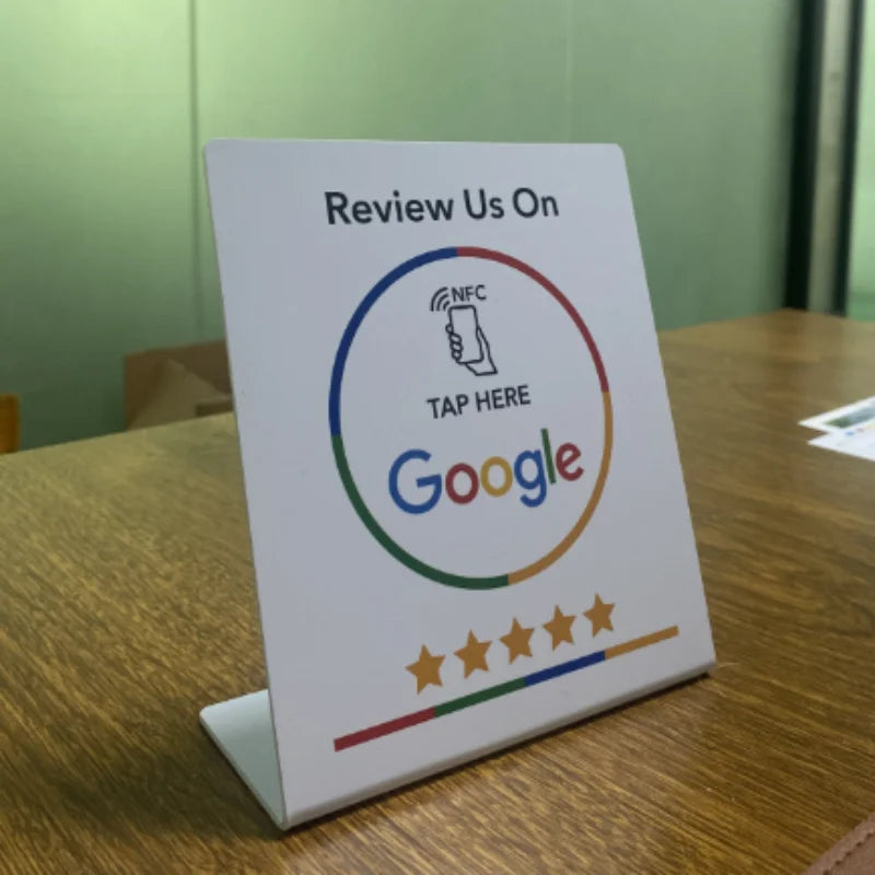 13.56MHz Programmable NFC Google Review Card – Table Display Stand with Bending Bracket