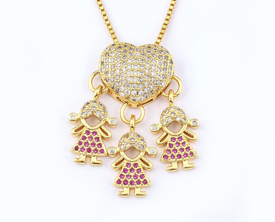 Nidin Luxury Crystal Zircon Heart Pendant Necklace for Girls and Boys, Romantic Inlaid Design Fashion