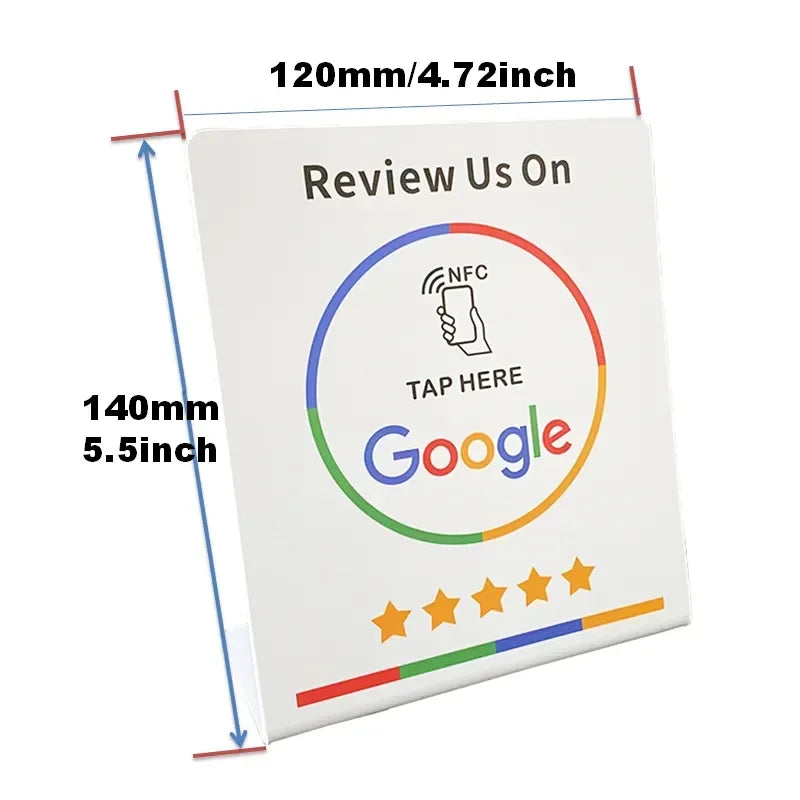 13.56MHz Programmable NFC Google Review Card – Table Display Stand with Bending Bracket