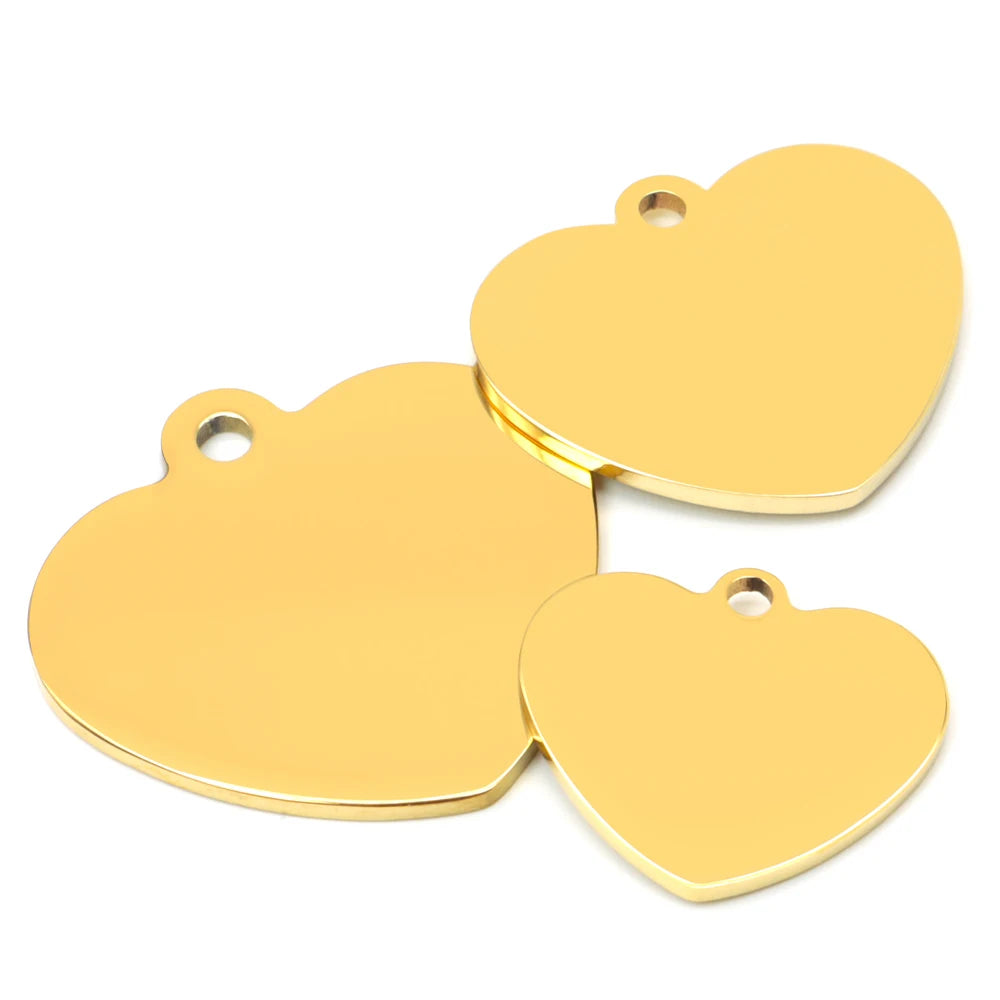 20-Piece Heart-Shaped Stainless Steel Pet ID Tags – Custom Engraved Nameplates for Dogs &amp; Cats