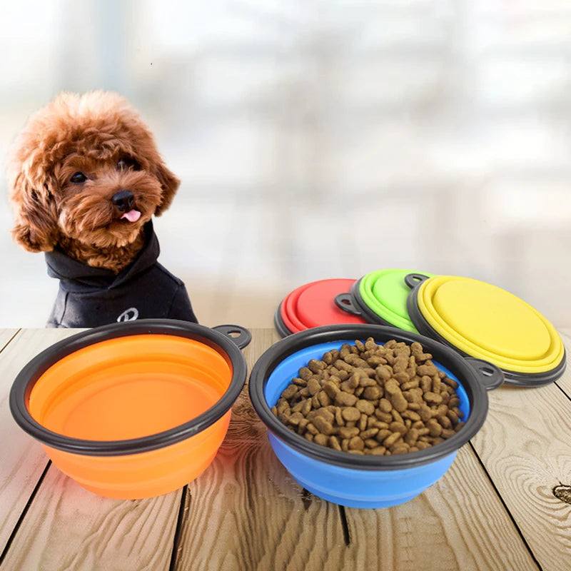 Large Collapsible Silicone Dog Bowl: Portable 350/1000ml Feeder Dish for Outdoor Travel