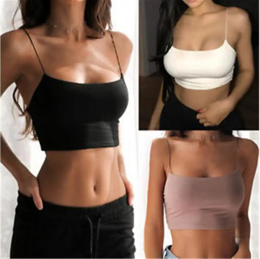 Women&#39;s Summer Camisole Crop Top: Sleeveless Slim Fit in Black &amp; White