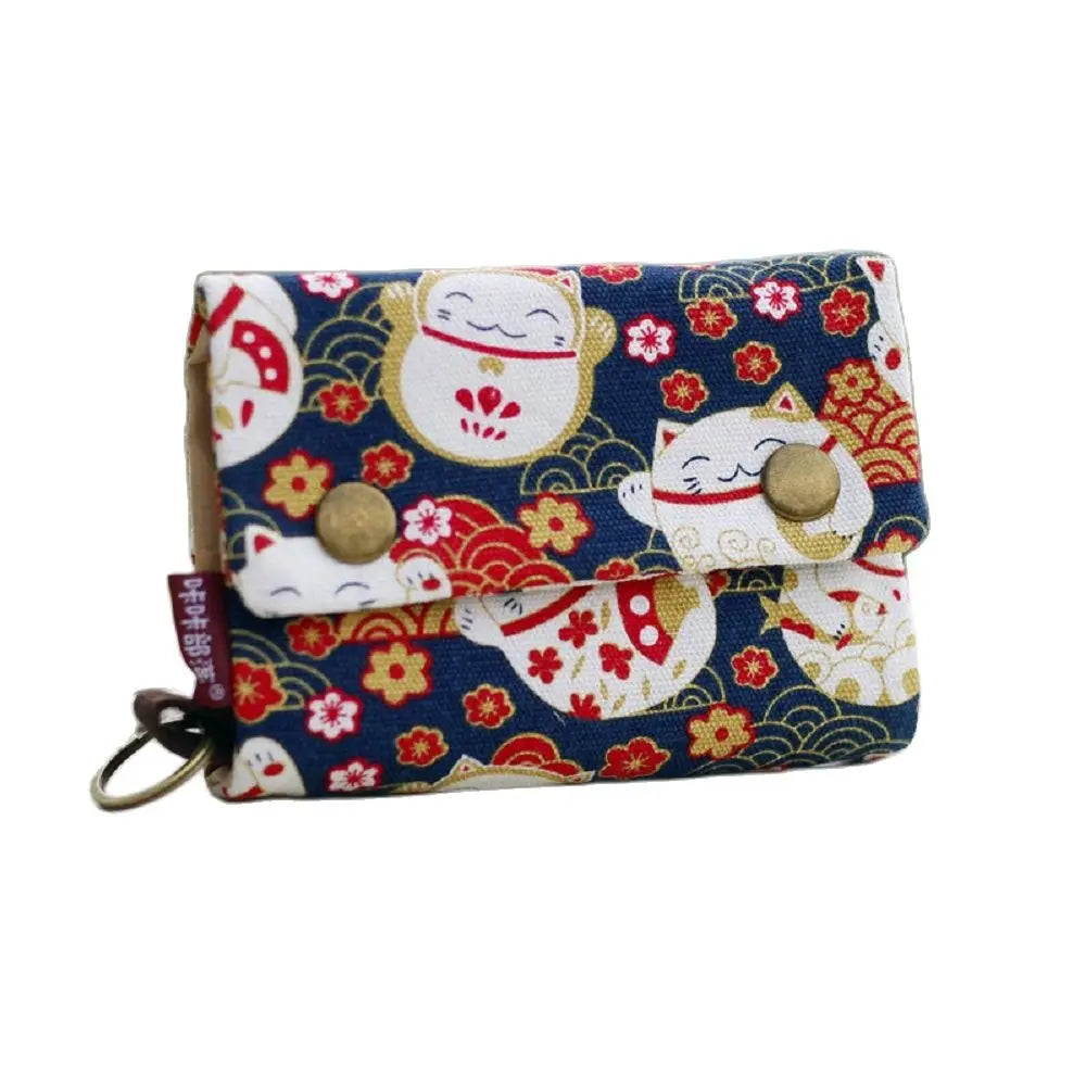 Women&#39;s Fold Card Wallet - Canvas Cartoon Key Organizer &amp; Coin Purse for Girls (2024)