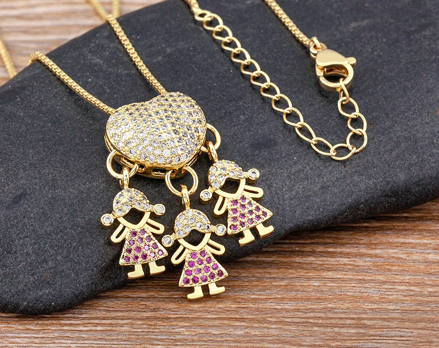 Nidin Luxury Crystal Zircon Heart Pendant Necklace for Girls and Boys, Romantic Inlaid Design Fashion