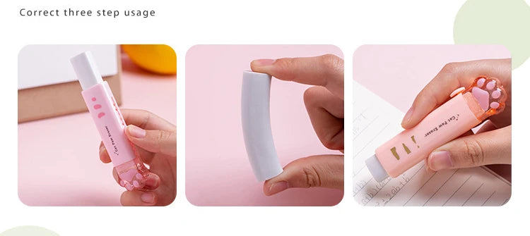 Kawaii Cat Paw Push-Pull Rubber Eraser - Creative Correction Tool for Students