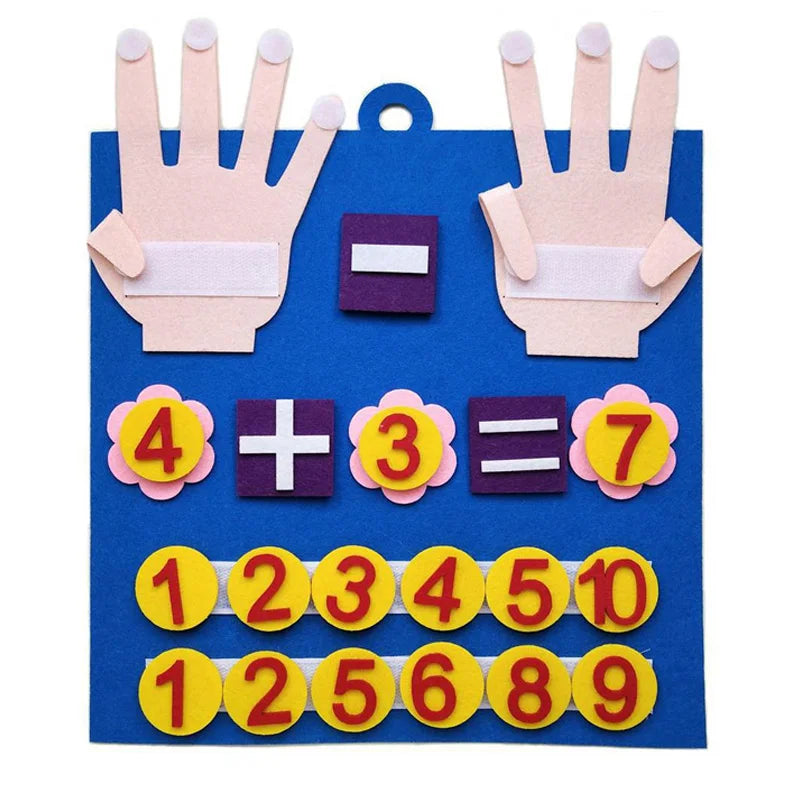 Kids Montessori Felt Finger Numbers – Math Toy for Counting, Early Learning Educational Game for Toddlers to Enhance Intelligence