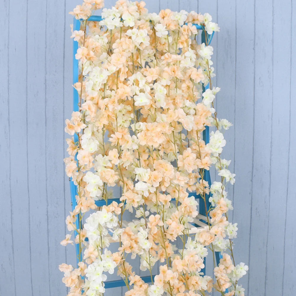 180Cm Artificial Sakura Vine: Wedding and Home Decor, Fake Flower Decoration for Wall Hanging