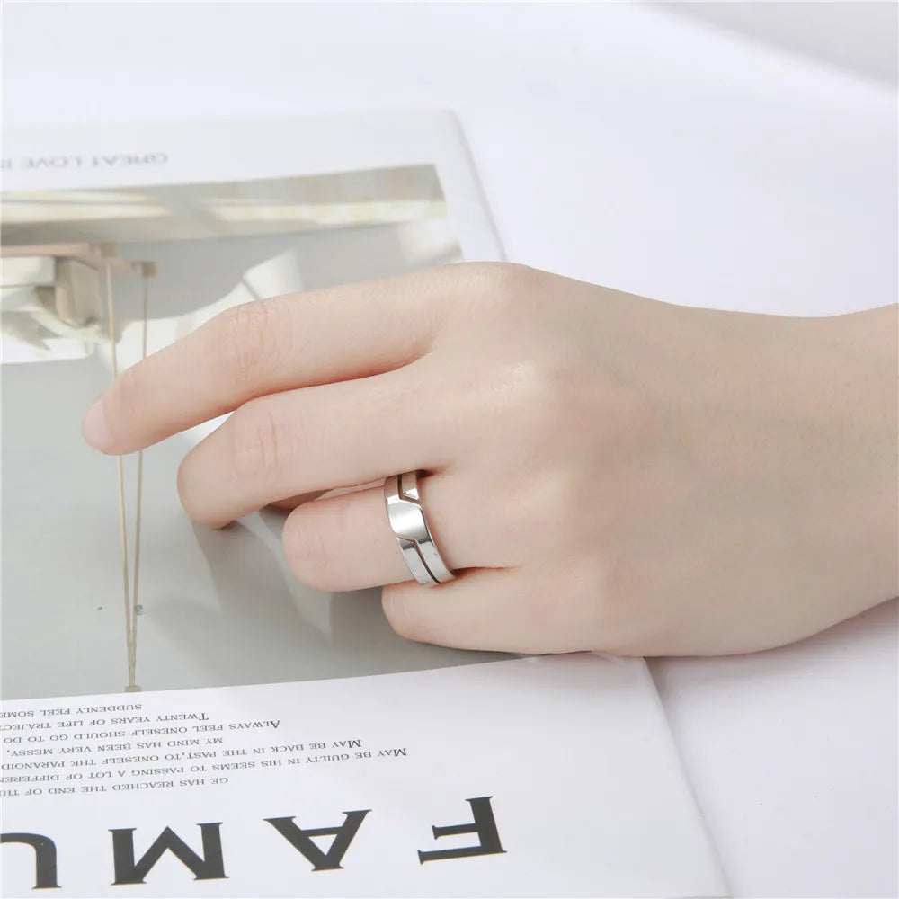 Skyrim Simple Stainless Steel Couple Rings – Casual Bands for Men &amp; Women, Perfect for Engagement or Anniversary Gifts