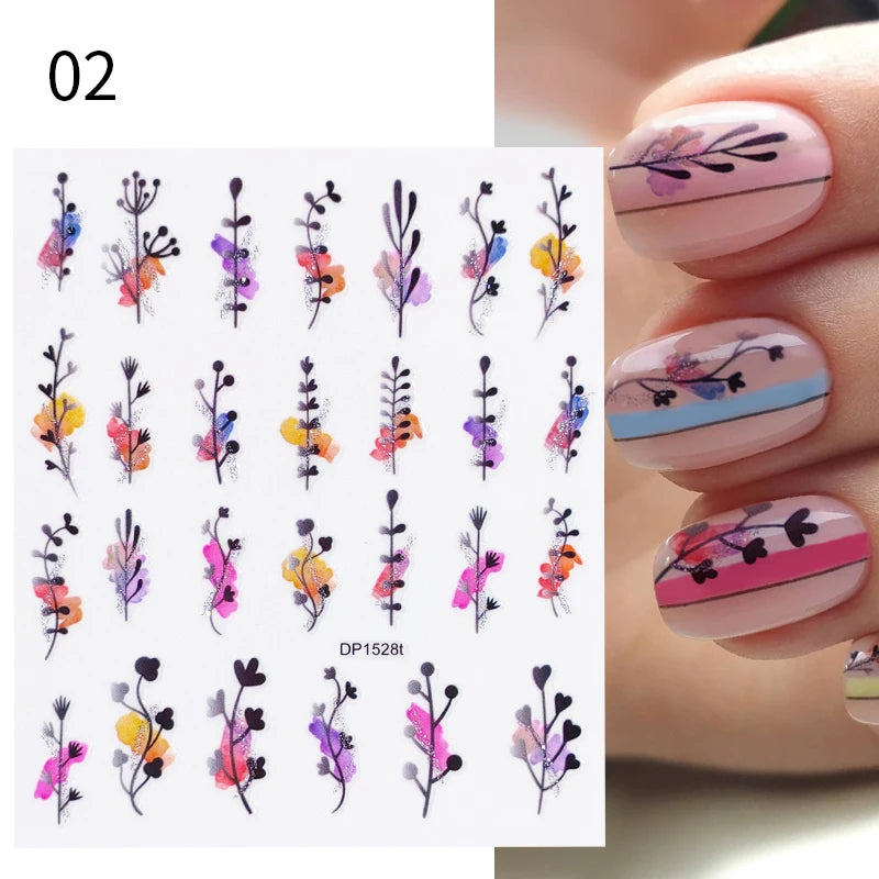 Succulent Plants 3D Nail Sticker - Spring Floral DIY Decoration