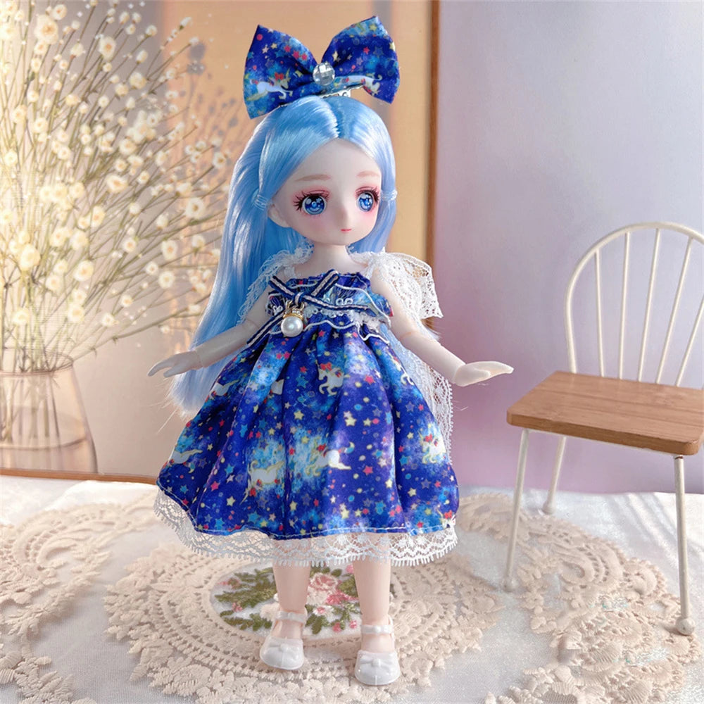 23cm BJD Doll with 3D Eyes and Movable Joints, DIY Dress-Up Doll with Clothes, Birthday Gift for Girls